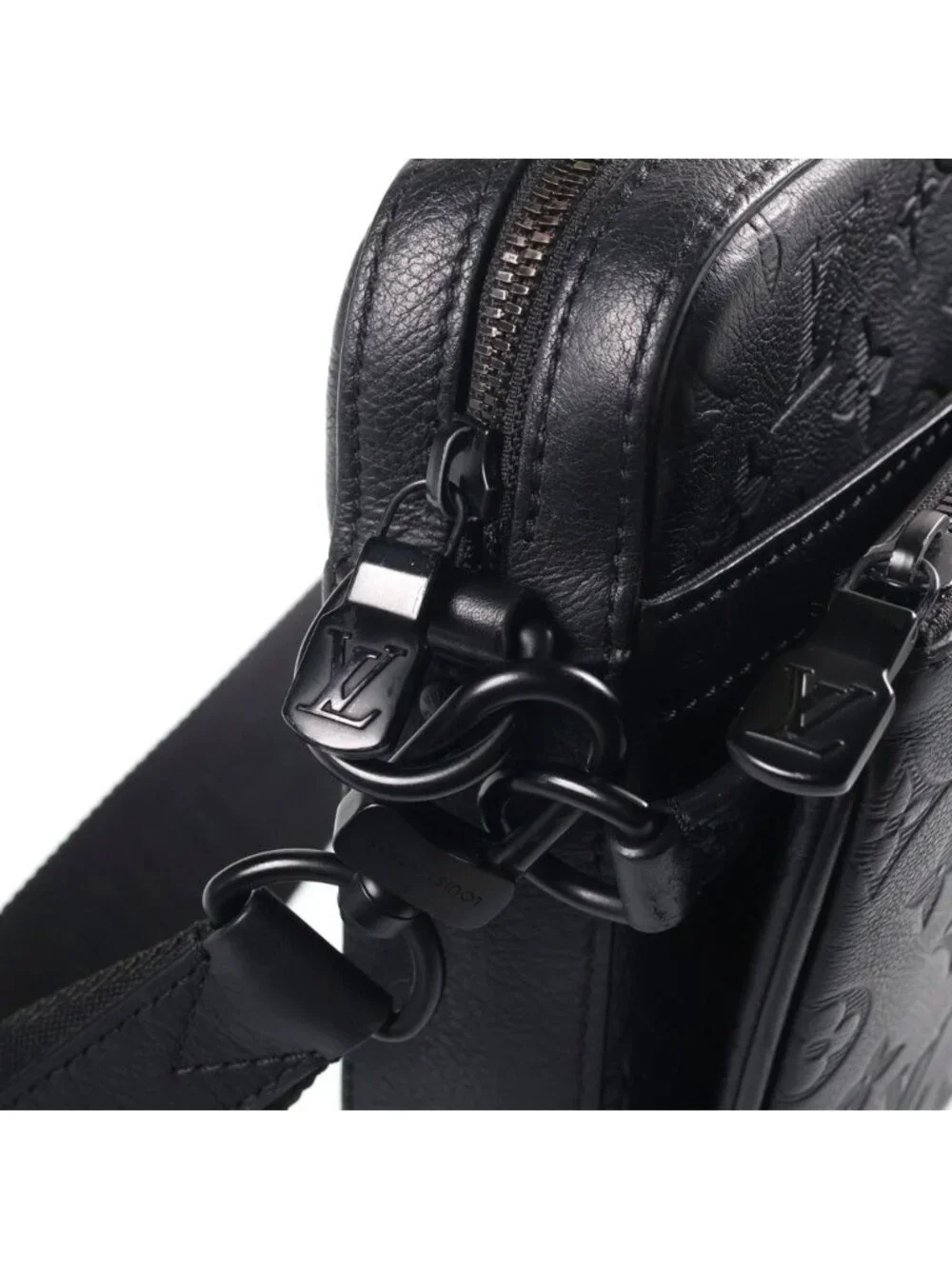 Louis Vuitton Monogram Shadow Trio Messenger Shoulder Bag Leather Black